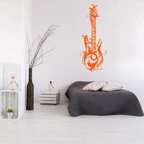 Veselá Stena Samolepka Dizajnová gitara Farba: oranžová, Veľkosť: 60 x 22 cm