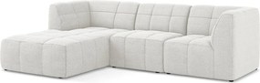 Biela rohová pohovka z textílie buklé (ľavý roh/s leňoškou) Aloha – Makamii