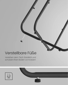 Malý okrúhly stolík, príručný stolík s látkovým košom, 45 x 50 cm (Ø x M), čierny