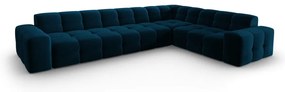 Tmavomodrá zamatová rohová pohovka (pravý roh) Kendal - Micadoni Home
