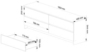 Komoda Koa V (biela + sivá). Vlastná spoľahlivá doprava až k Vám domov. 1070780