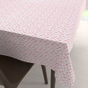 Biante Detský bavlnený obdĺžnikový obrus Sandra SA-128 Koralové obláčiky na bielom 140x180 cm