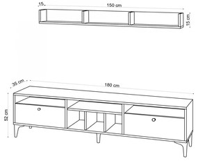 Obývacia stena Drew 180 cm hnedá