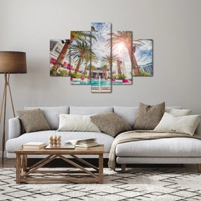 Obraz - palmy s bazénom (150x105 cm)