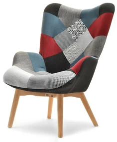Kreslo Nutri (patchwork + čierna). Vlastná spoľahlivá doprava až k Vám domov. 1110344