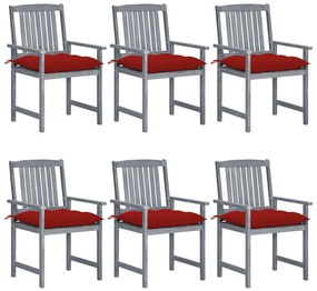 Záhradné stoličky s podložkami 6 ks akáciový masív sivé 3078243