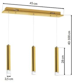 Závesné svietidlo Goldie, 3x zlaté kovové tienidlo, g