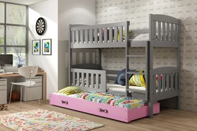 Interbeds Poschodová posteľ Kubus grafit rozkladacia s matracom 190cm x 90cm - ružová