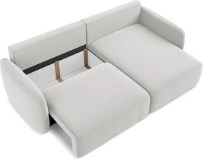 Svetlosivá zamatová rozkladacia/s úložným priestorom rohová pohovka (pravý roh/s leňoškou) Kalena – Makamii