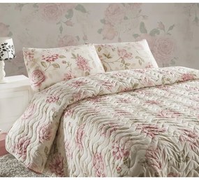 Set prešívaného prehozu a 2 obliečok na vankúše Eponj Home Care Pink, 240 x 220 cm