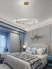Křišťálový závěsný LED lustr APP1202-CP 78 cm zlatý/neutrální bílá