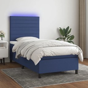 Posteľ boxsping s matracom a LED modrá 80x200 cm látka 3134915