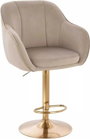 LuxuryForm DESIGN Barová stolička AVOLA VELUR na zlatom tanieri - latte
