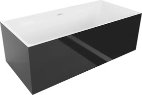 Mexen Nita, voľne stojaca vaňa 170 x 80 cm, biela-čierna, biely prepad, 52091708075-20