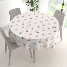 Biante Detský bavlnený okrúhly obrus Sandra SA-732 Medvedie bábätká na bielom Ø 110 cm