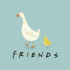 Umelecká tlač Friends - Chick and duck, (40 x 40 cm)