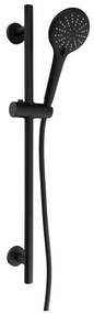 Matne čierna mosadzná sprchová súprava s ručnou sprchou a posuvným držiakom 70 cm – Sapho