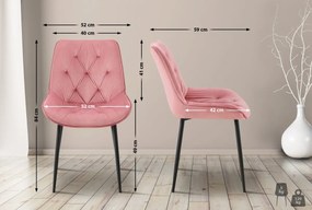 Jedálenská stolička Wallace - zamat - Ružová