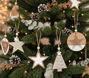 Vianočné závesné dekorácie SCANDI 8 ks mix druhov prírodný