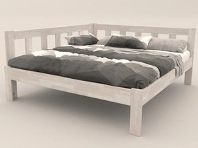 Rohová posteľ so zástenou vľavo Tema L 180x200 cm, bielený buk