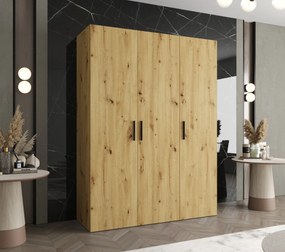 Šatníková skriňa 150 cm Borry 1 (dub artisan + čierna). Akcia -20%. Vlastná spoľahlivá doprava až k Vám domov. 1125756