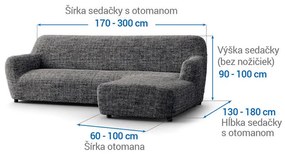 Bielastické poťahy VITTORIA šedá sedačka s otomanom vpravo (š. 170 - 300 cm)