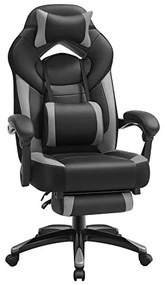 Herné kreslo, polohovateľné, 120-128x70cm, čiernosivé