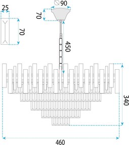 Toolight Toolight, závesné svietidlo 50cm, 7xE14, G051-CP, chrómová, OSW-08945