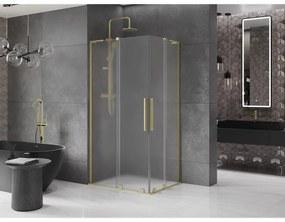 Mexen Velar L Duo, sprchový kút s posuvnými dverami 100 x 90 cm, 8mm sklo námraza, zlatá matná, 871-100-090-02-33-55