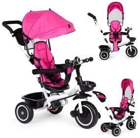 Ružová detská trojkolka  - 360 stupňové otočné sedadlo