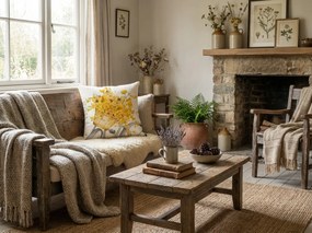 Ľanová obliečka na vankúš VELOBLOOM 45x45 cm, krémová