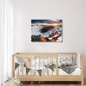 Sklenený obraz - Zimná horská panoráma (70x50 cm)