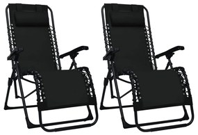 Skladacie terasové stoličky 2 ks čierne textilénové