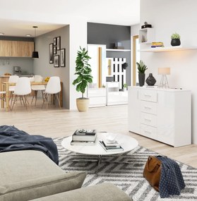 Komoda Torvi K 110 cm biela lesklá
