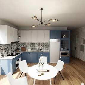 Luster na tyči LOTUS 4xE14/10W/230V čierna/béžová