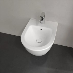 VILLEROY &amp; BOCH Subway 2.0 Compact závesný bidet s otvorom, s prepadom, 355 x 480 mm, biela alpská, s povrchom CeramicPlus, 540600R1