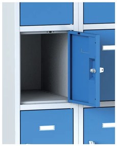 Alfa 3 Šatníková skrinka s úložnými boxami, 15 boxov, 1800 x 900 x 500 mm, otočný zámok, tmavosivé dvere
