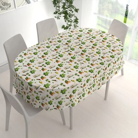 Biante Detský bavlnený oválny obrus Sandra SA-609 Žabky a slimáky na bielom 50x100 cm