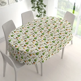 Biante Detský bavlnený oválny obrus Sandra SA-609 Žabky a slimáky na bielom 50x100 cm