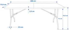 Cateringový stůl WOODLAND 180 cm antracitový