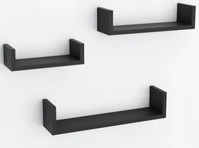 Sada 3 poliček Triple, čierne%