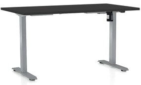 Výškovo nastaviteľný stôl OfficeTech A, 140 x 80 cm, sivá podnož, čierna