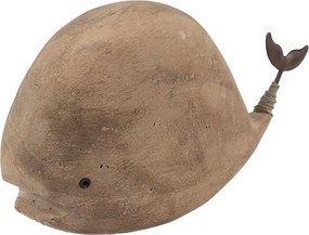 Hnedá drevená dekorácia veľryba Rustic - 26*7*14 cm
