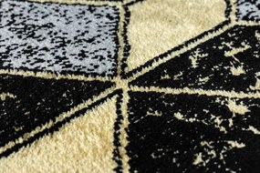 Dywany Łuszczów, Behúň Gloss 400B 86 3D geometric black/gold, 60x300, čierna, obývacia izba