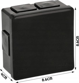 BERGE Elektroinštalačná krabica na omietku IP55 - čierna