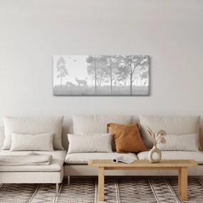 Obraz - Lúka s jeleňami (120x50 cm)