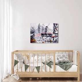 Obraz - Ulica v Paríži, olejomaľba (70x50 cm)