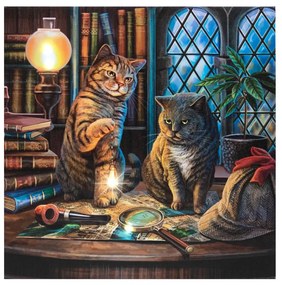 Svietiaci obraz na plátne s dvoma mačkami