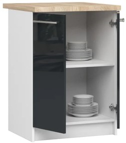 Spodná kuchynská skrinka s doskou OLIWIA S60 2D biela / grafitová, lesk