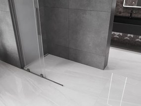 Mexen Velar, sprchová zástena s posuvnými dverami Walk-in 80 x 200 cm, 8mm sklo námraza, grafit brúsený, 871-080-000-33-66